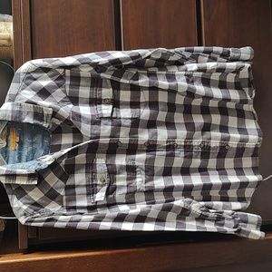 Women's Black&White Plaid Button Up Flannel